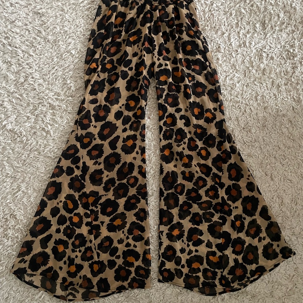 Show Me Your MuMu Richards Party Pants Chic Leopard Print Wide-Leg Pants Size S